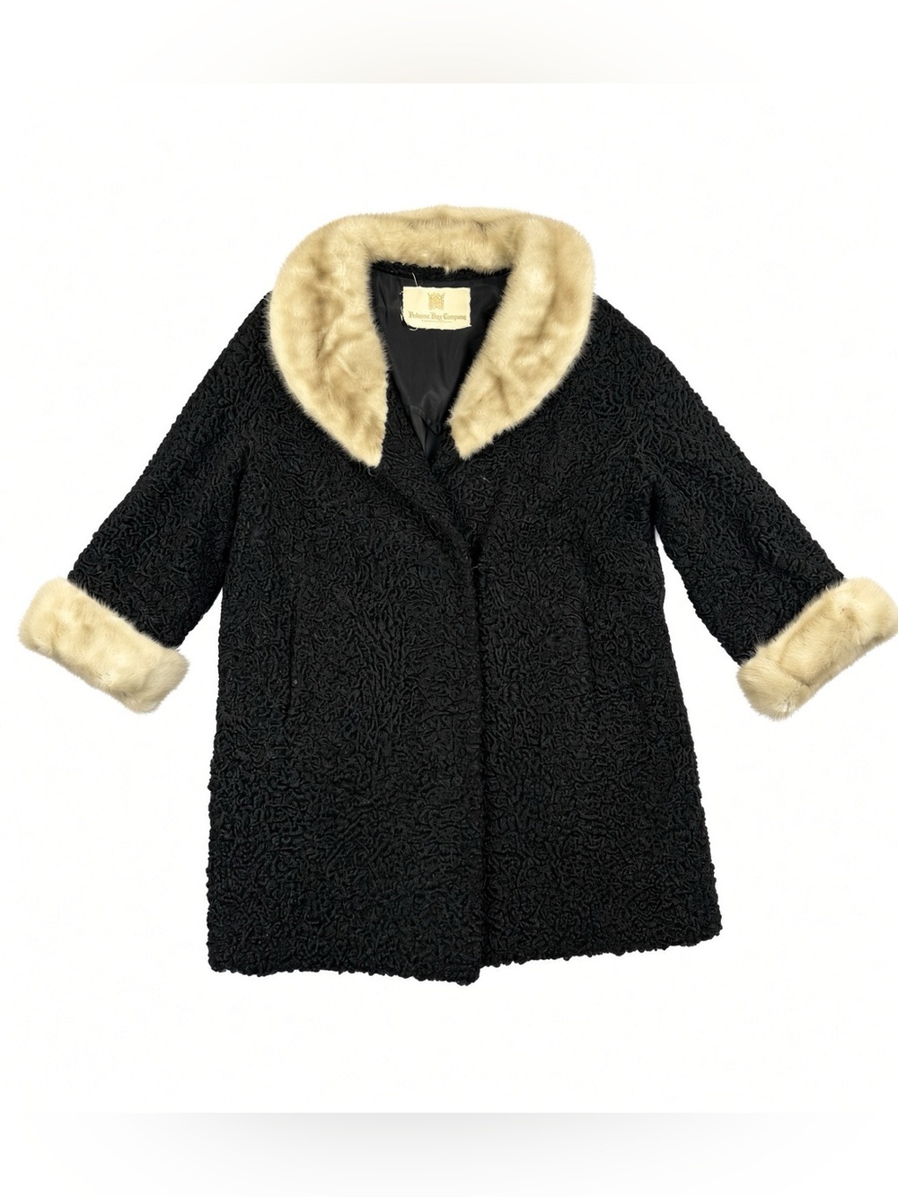 Vintage Hudson’s Bay HBC Persian Lamb Mink Coat Black Women’s L